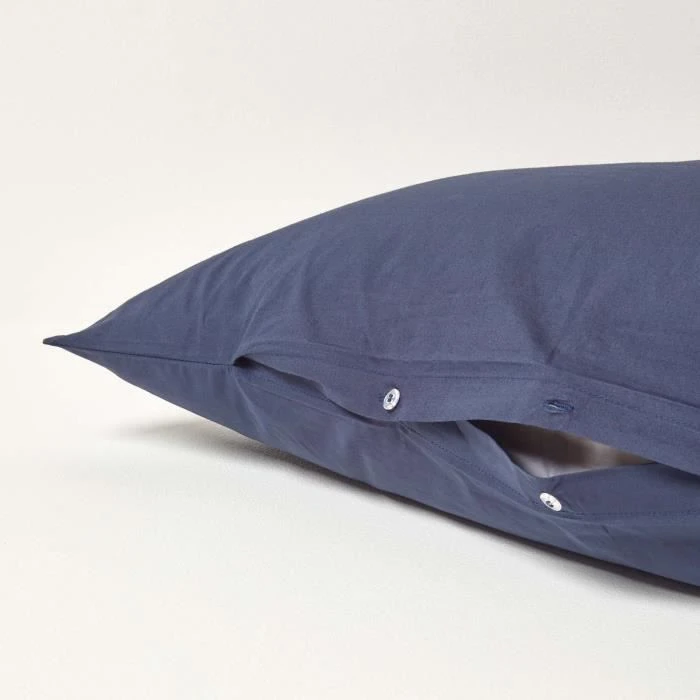 Taie d'oreiller spécial oreiller cervical en coton égyptien 200 fils Forme V bleu marine-3