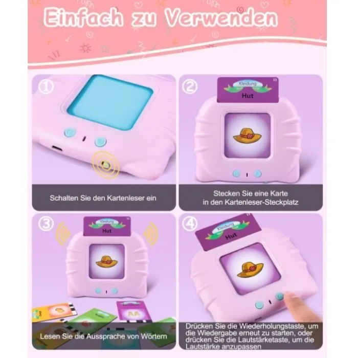 Cartes flash parlantes - Jouet éducatif - 224 mots - Jouet éducatif pour enfants de 1 à 6 ans - Machine d'apprentissage préscolaire-2