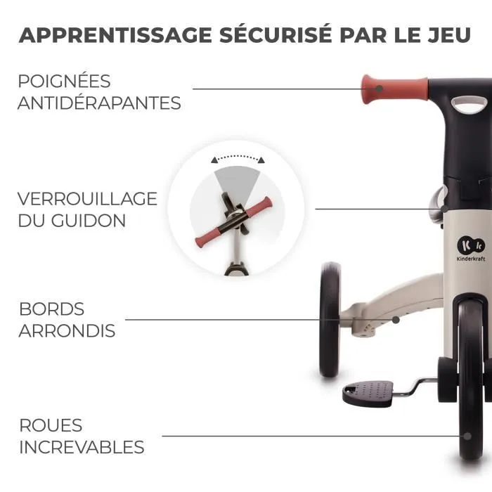 Tricycle évolutif KINDERKRAFT 4Trike - Pliable - Jusqu'à 25 Kg - Gris-3