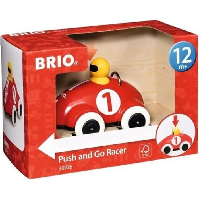 Voiture de course Push & Go Rouge - BRIO - 30226 - Système à rétrofriction - Jouet Premier âge-0