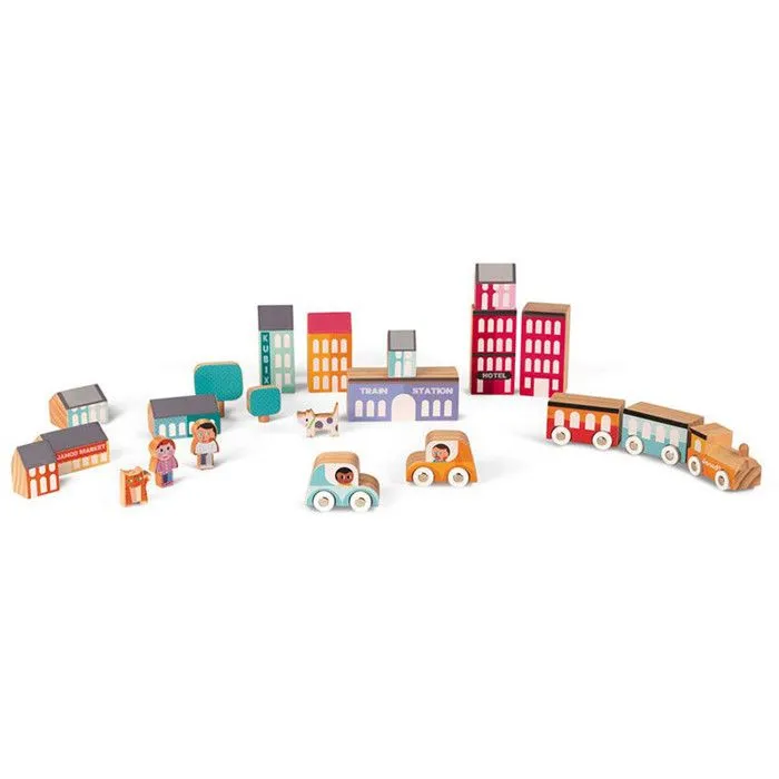 Kubix 22 pièces city - Jouets par univers - Jeux de construction - Cubes en bois-2