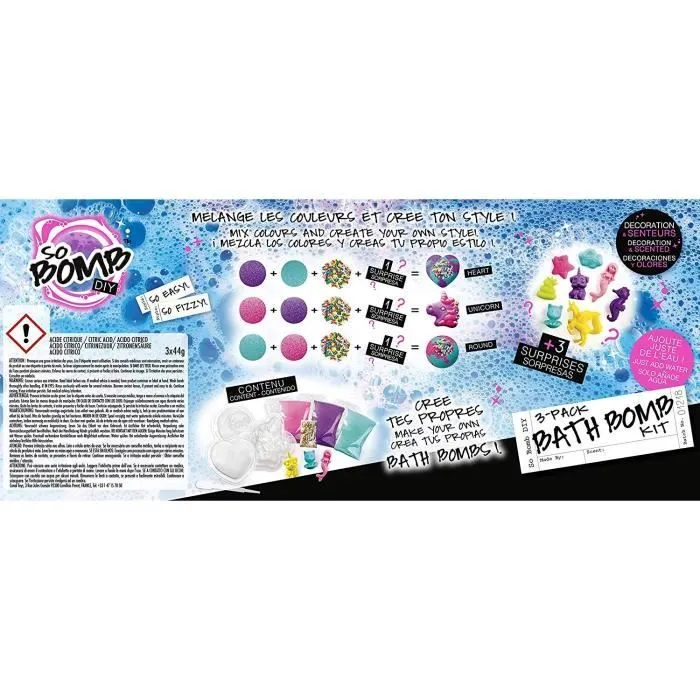 Kit SO BOMB DIY - Pack de 3 - Licorne, Cœur & Diamant - Fabrique tes bombes de bain effervescentes !-3