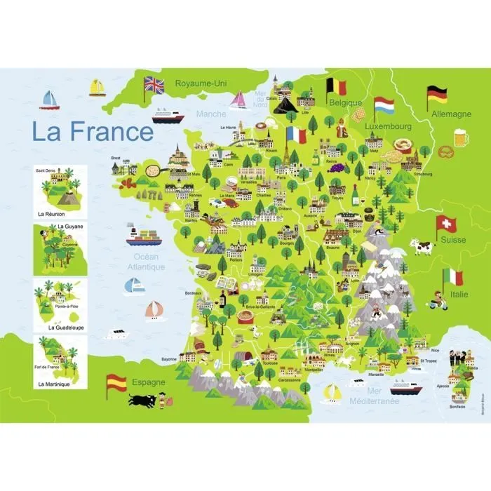 Puzzle enfant 100 pièces - Carte de France - Nathan - Trieur 3 compartiments - Dès 6 ans-1