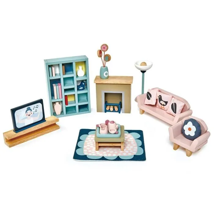 Accessoires maison de poupées - Tender Leaf Toys - Maison de poupée salon junior - 33 pièces - Bois - Mixte-0