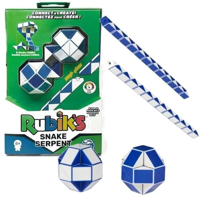 Rubik's Cube Original Snake - SPIN MASTER - Serpent 2 - Blanc - Enfant - Plastique - 13 x 19,5 x 4,5 cm - Bleu-0