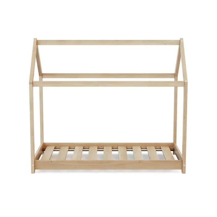WEBABY - Lit bébé Cabane en bois - Brun - 70x140-2