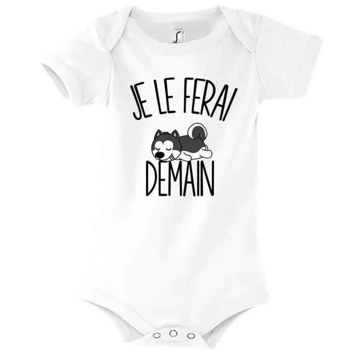 Body bébé Husky - HUSKY - Je le ferai Demain - Blanc - Bébé - Mixte-0