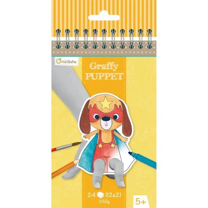 Carnet de coloriage marionnettes - AVENUE MANDARINE - Graffy Puppet - Animaux super-héros - Enfant - Mixte-0