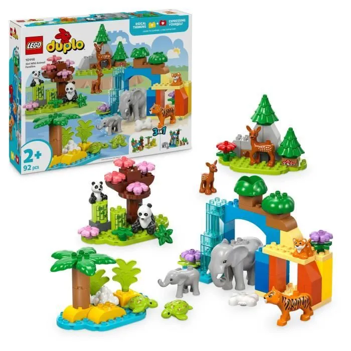 LEGO DUPLO Ma ville 10446 Familles d’animaux sauvages 3-en-1 - Jeux d’éveil avec animaux-0