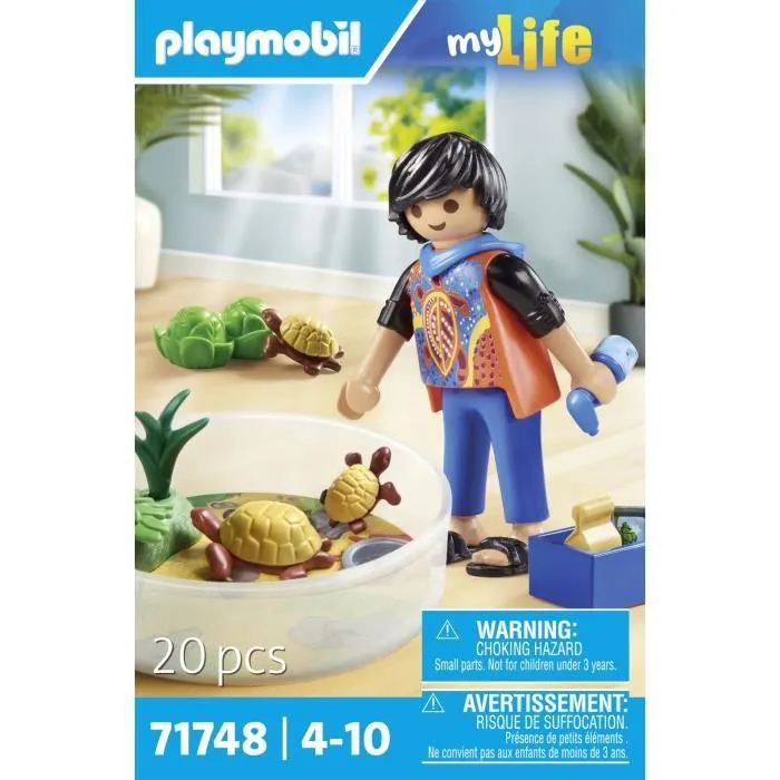 PLAYMOBIL 71748 Garçon avec famille de tortues dans un terrarium, My Life, 20 pièces, Dès 4 ans-3