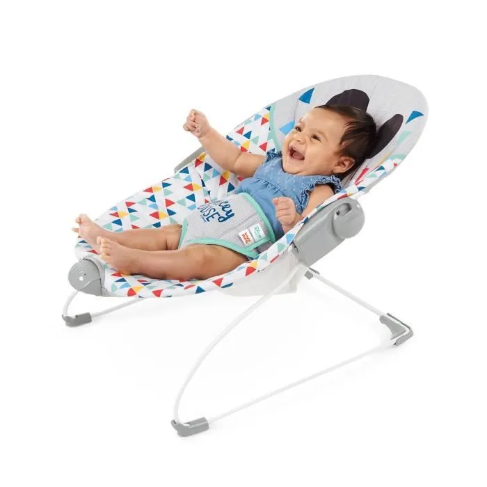 DISNEY BABY Transat Mickey Triangles Multicolores, Vibrations, 2 Jouets, Harnais 3 point d'attache, Lavable en machine-8