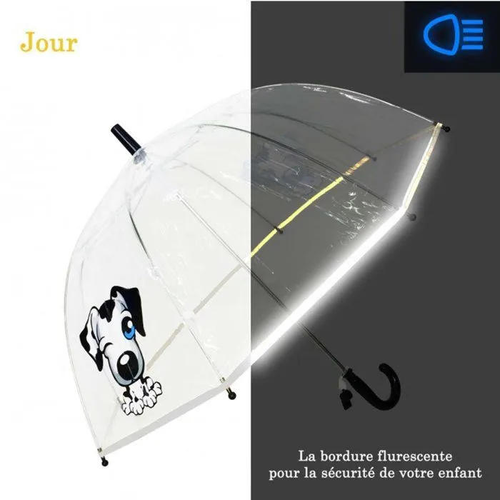 Parapluie enfant transparent - Chien - SMATI - Manuel - Multicolore - Beige-3