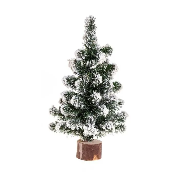 Sapin de table - OSE - Petit sapin de table - Vert floqué blanc - 31 branches - H 25 cm-0