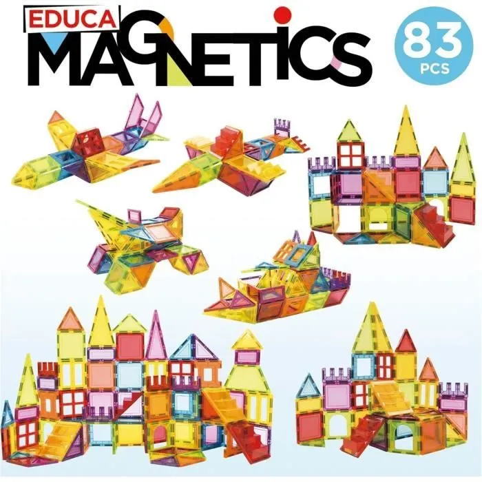 Jeu éducatif - EDUCA Magnetics - Construction 3D magnétique avec 83 pièces pour enfants dès 3 ans-1