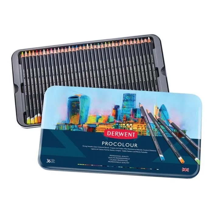 Crayon de couleur - Derwent - Procolour - Set de 36 - Vegan-friendly - Pointe ferme-0