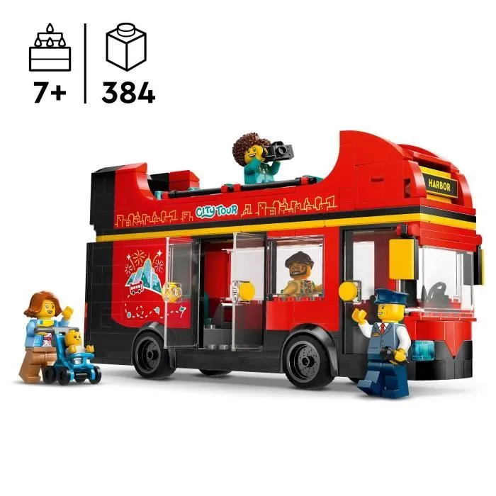 LEGO® City 60407 Le bus rouge à deux étages, bus jouet, véhicule pour enfants dès 7 ans-1