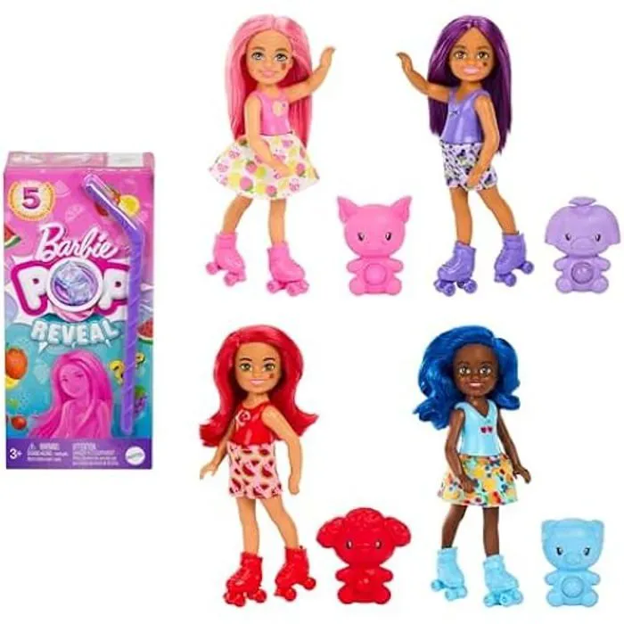 Poupée Barbie Chelsea Pop Reveal série Fruit - BARBIE - 5 surprises - parfum fruité - cheveux colorés-0