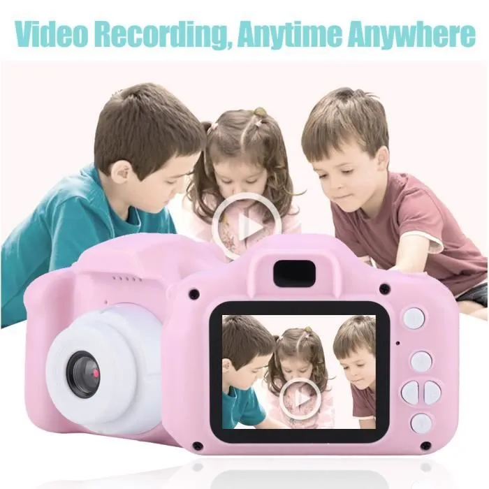 Appareil Photo Numérique HD Caméra Vidéo pour Enfants IPS Écran Couleur Portable(Rose) Vente Chaude-0