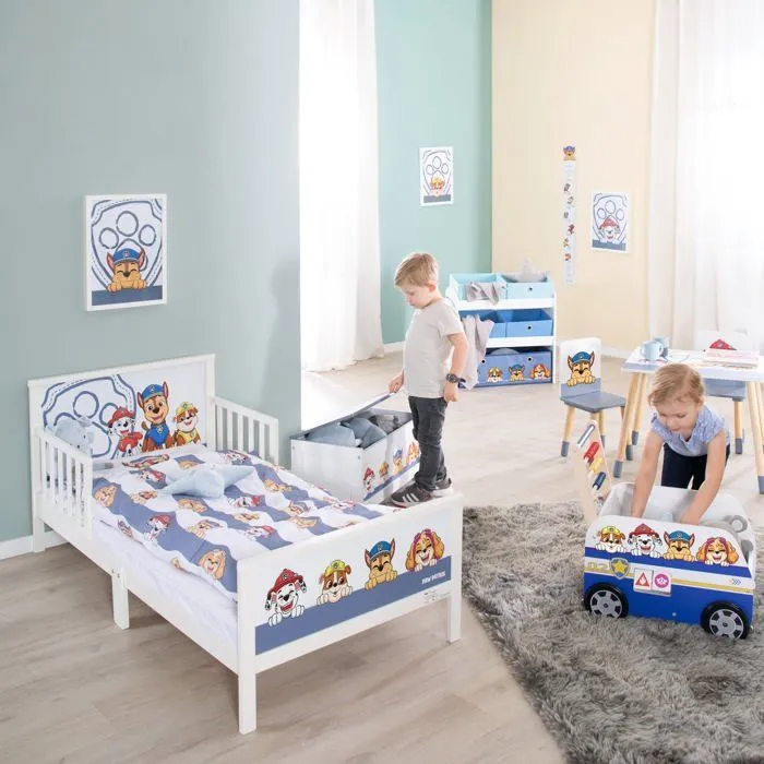Lit Enfant 2-7 Ans avec Barrières de Protection + Parure de Lit ROBA Pat'Patrouille - Blanc - 70x140 cm-2