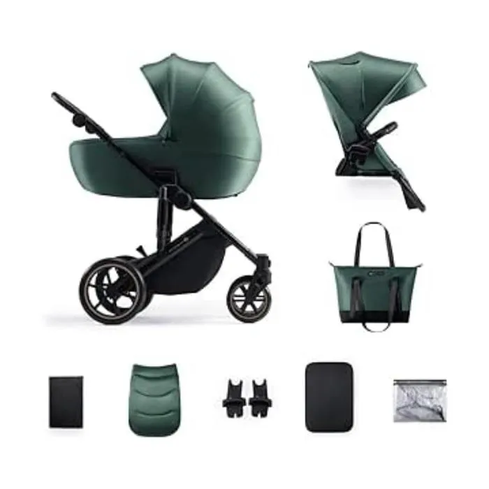 Poussette 2 en 1 Combinée - KINDERKRAFT PRIME2 - jusqu'à 22 kg - avec Nacelle spacieuse - Large plage de réglage - Vert-2