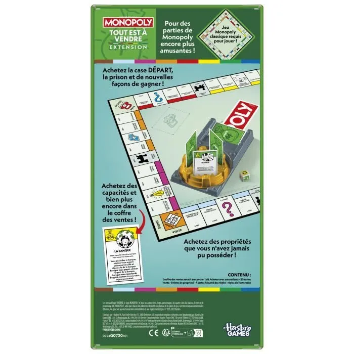 Monopoly Extension Tout est à vendre, rend le jeu Monopoly classique plus amusant et plus rapide, jeux de plateau, 2 à 6 joueurs, 40-4