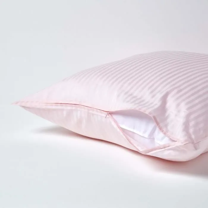 Taie d'oreiller Rose 100% coton Egyptien 330 fils 80 x 80 cm - HOMESCAPES - Carré - Rayures-2