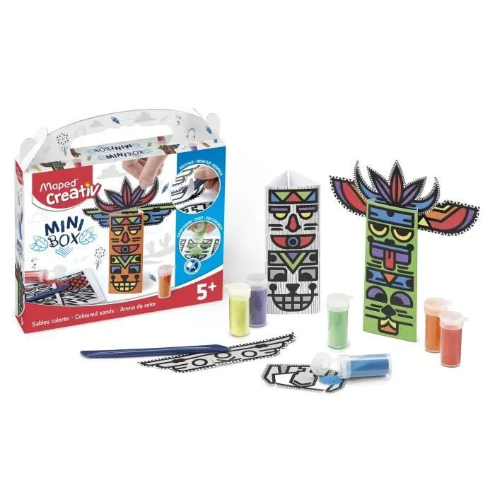 MAPED CREATIV - Mini Box - Totems indiens à construire avec sable coloré-0
