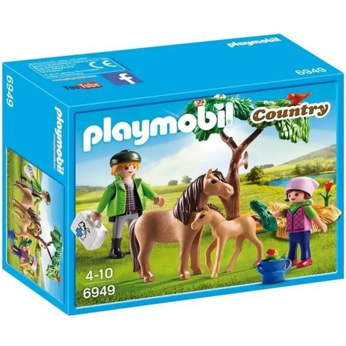 PLAYMOBIL 6949 - Country - Vétérinaire avec Enfant et Poneys - Jouet pour Enfant de 4 Ans et Plus-0