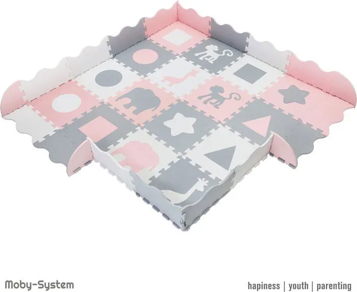 Moby-System Tapis d'Eveil Bébé 150 x150 x1 CM- Tapis de Puzzle en Mousse EVA - Tapis de Jeu avec Rebords sans Odeur--5