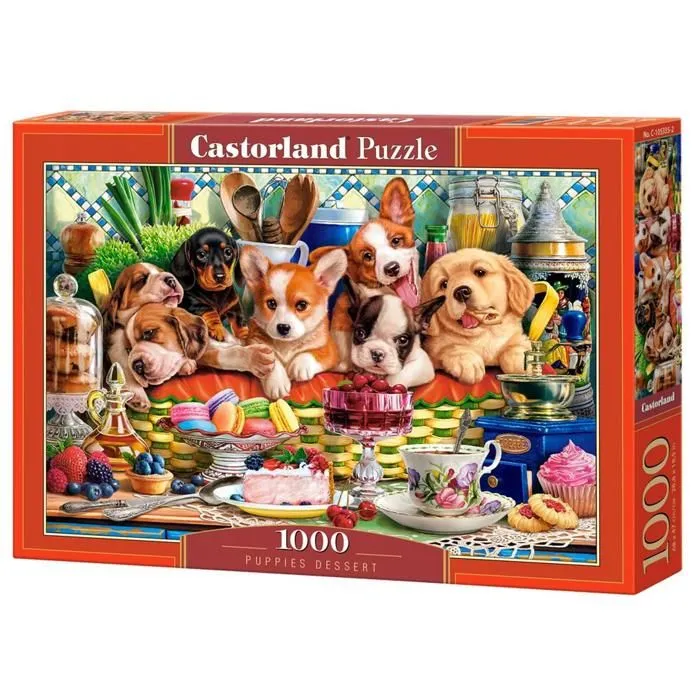 Puzzle 1000 pièces : Chiots Dessert-2