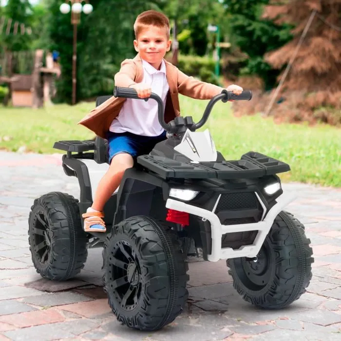 Quad électrique 2x 40W pour enfant - avec 4 suspensions, Marche AV-AR et Système audio Couleur:Blanc-1