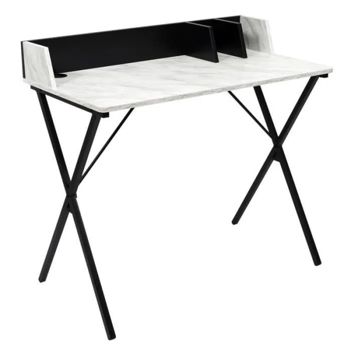Bureau Design Effet Marbre "brice" 90cm Gris - Paris Prix-0