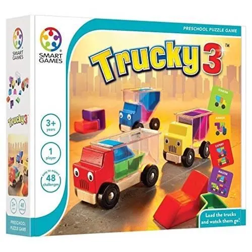 Jeu de société - SMART GAMES - Trucky 3 - 3 camions en bois - 10 blocs de chargement - Mixte-0