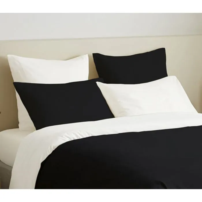 Pack complet 6 pièces Noir/Blanc réversible housse de couette pour lit 140 x 190 cm-2
