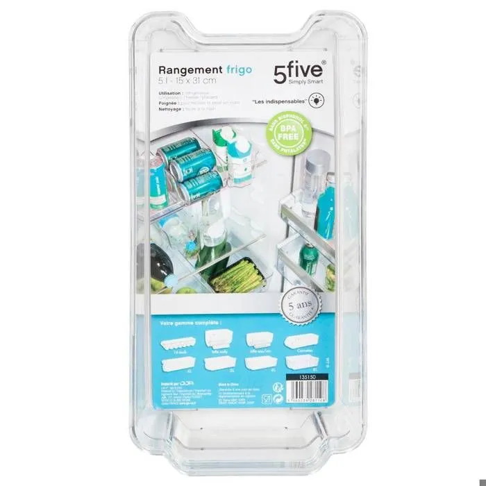 Bac Rangement Frigo 5 Litres 31x15 Cm - Transparent - Plastique - Résine - Adulte - Femme-1
