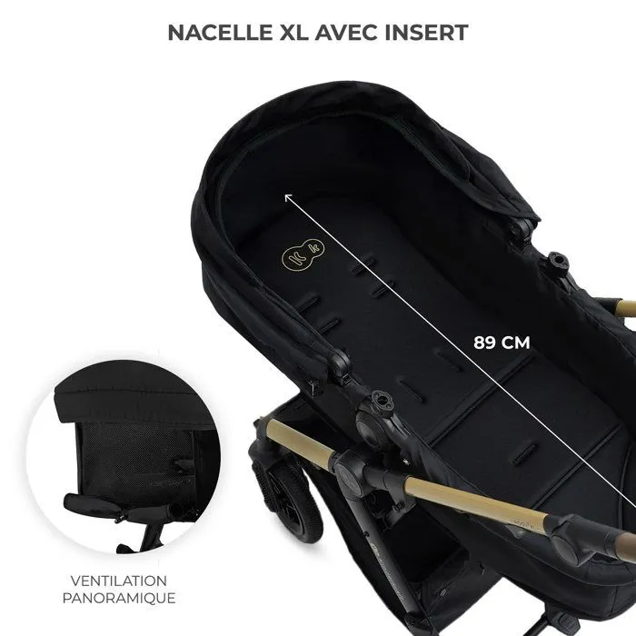 Poussette 3 en 1 Combinée - KINDERKRAFT MOOV2 XL - avec Siège auto I-size - Grande nacelle XL - Système de voyage - Noir-4