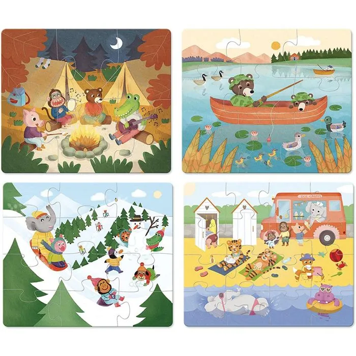 Puzzles évolutifs vacances VILAC - Coffret en bois avec 4 puzzles de difficulté croissante-2