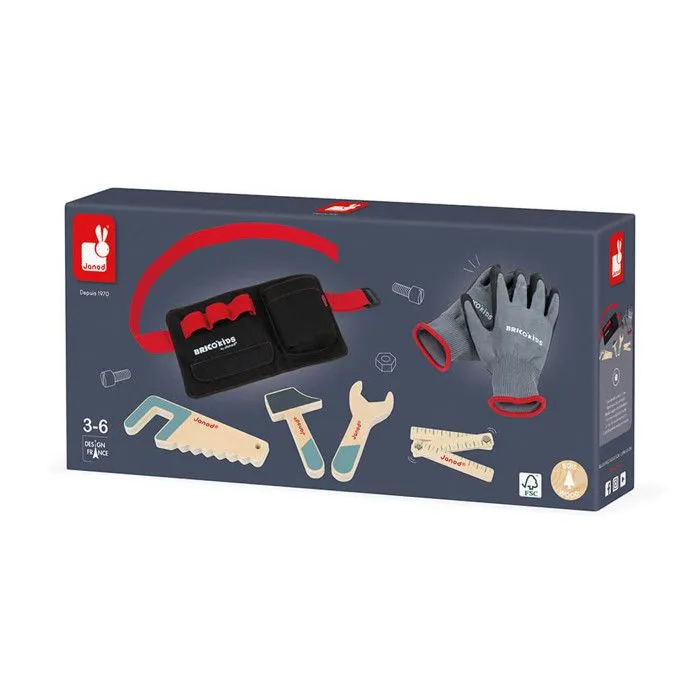Ceinture Outils avec Gants Brico'Kids - Jouet d'Imitation Bricolage en Bois - Dès 3 ans-5