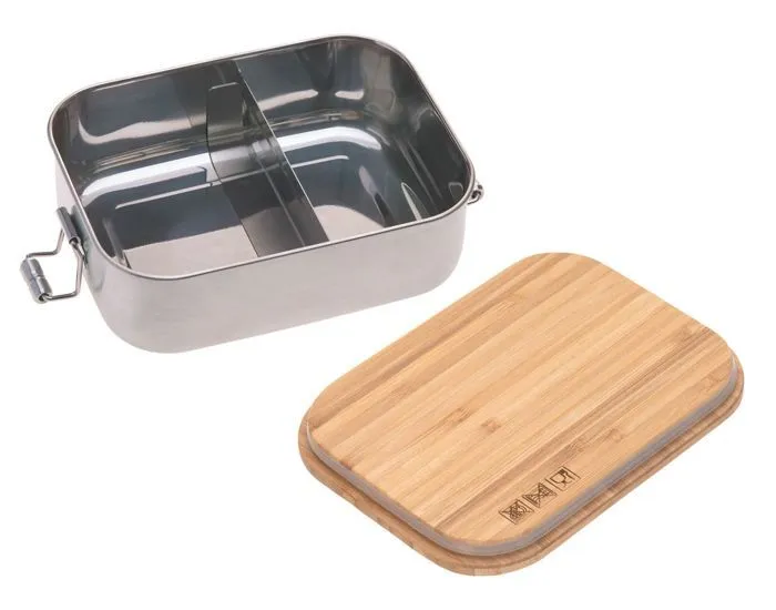 Lässig Boîte à déjeuner argenté marron pour fille et garçon - Lunchbox Stainless Steel Bamboo Garden Explorer 150379-1