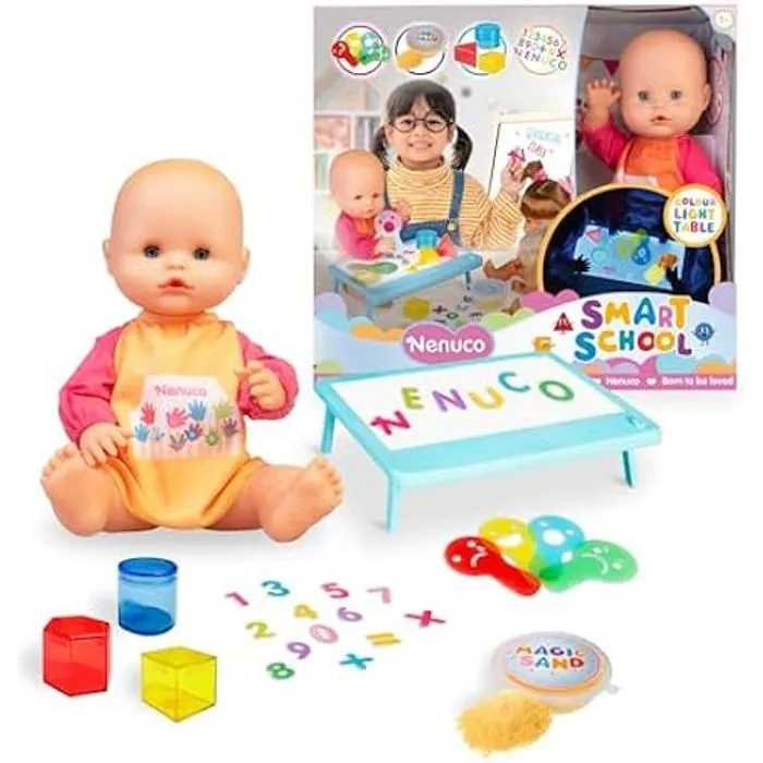Poupée Nenuco Smart School - 35 cm - Table Lumineuse Multicolore - Accessoires Éducatifs - À partir de 3 Ans-0