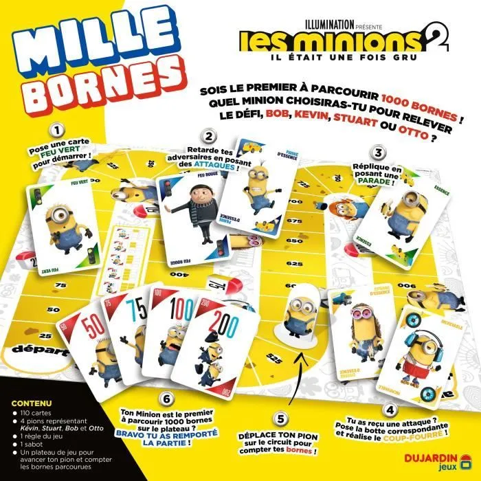 Jeu de cartes 1000 bornes Minions - Dujardin - Pour enfants à partir de 7 ans - Intérieur-2
