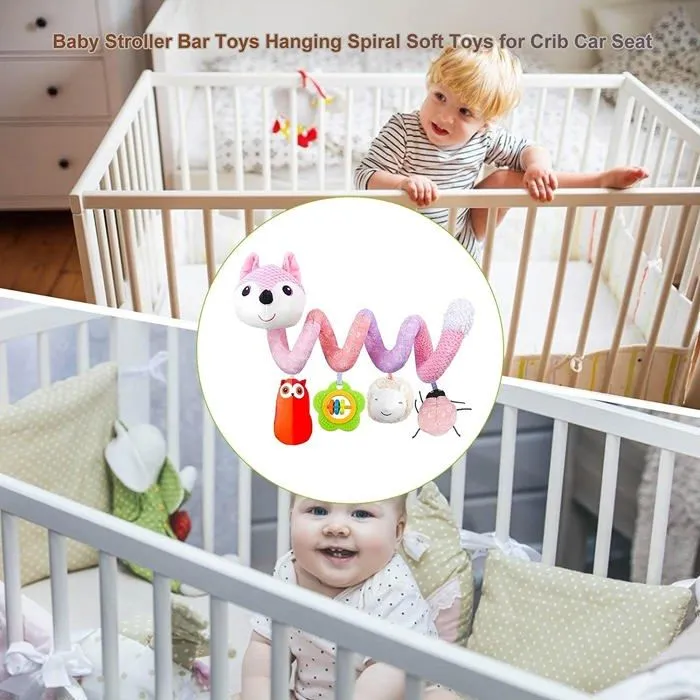 Jouets pour poussettes,jouets suspendus d'ornement de berceau de landau, jouet en spirale de poussette de lit de bébé - Rose-3
