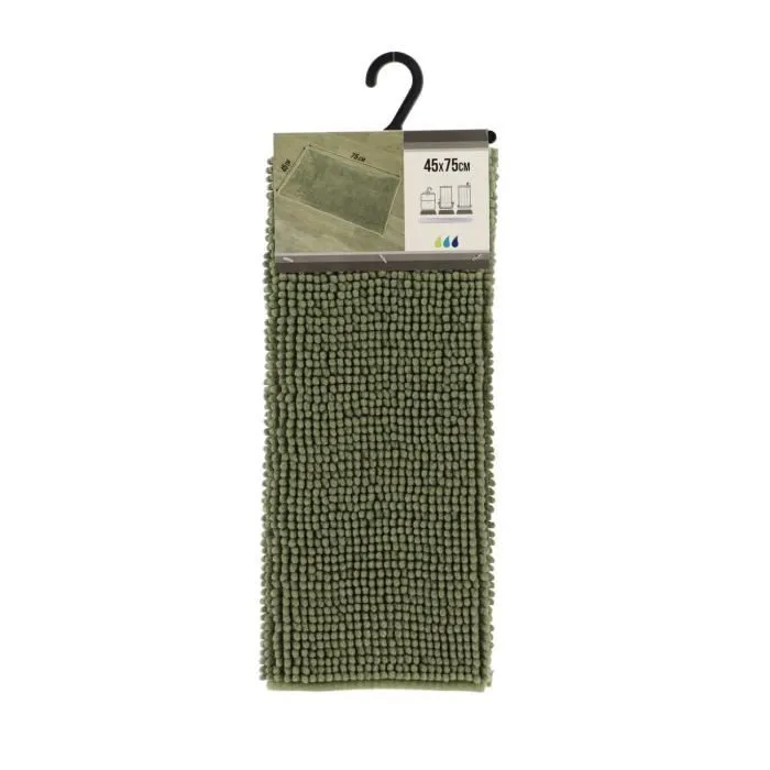 TENDANCE - Tapis de salle de bain Vert Kaki  en Microfibre Boules 45 x 75 cm-0