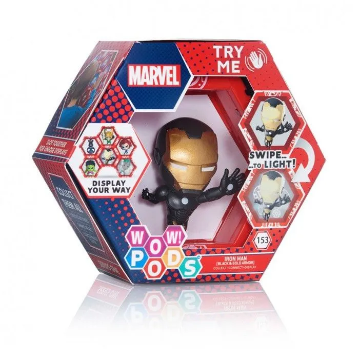 WOW! PODS - Avengers Collection - Iron Man métallisé, Figurine de Super-héros Lumineuse à tête branlante, Jouets-0