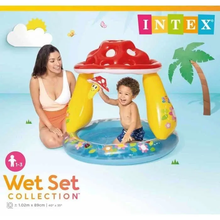 Piscine gonflable enfant INTEX - Pataugeoire carrée champignon - 102x89 CM - 45 litres-2