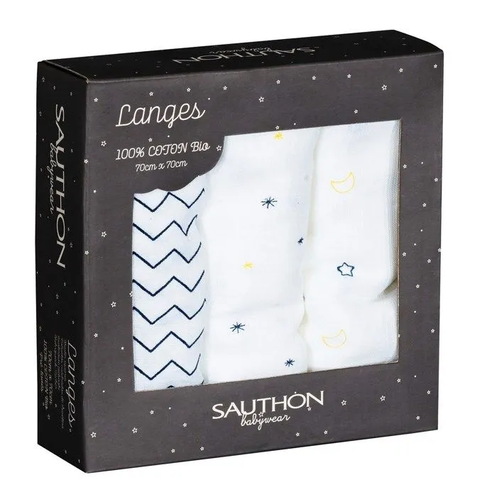 Langes bébé en coton bio blanc-1