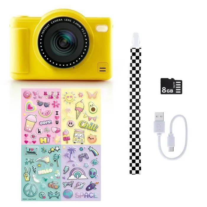 Canal Toys - Photo Creator -Appareil Photo Numérique Pop Couleur Jaune- Avec carte SD 8Go incluse - CLK 040-3