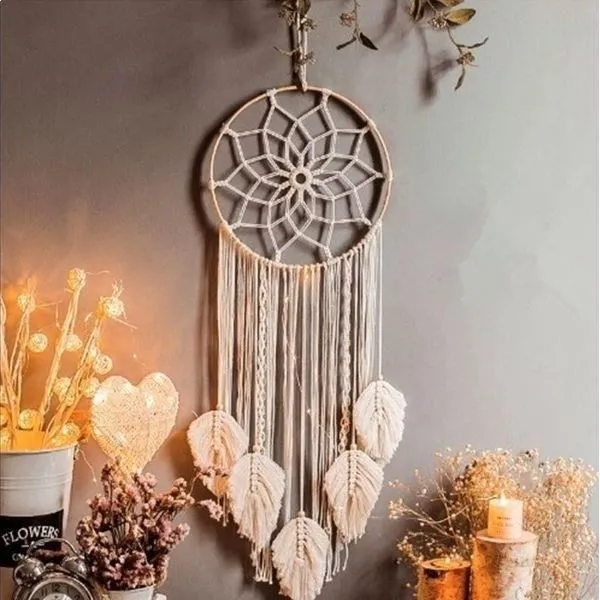 Attrape-Rêve - Non spécifié - Fleur et Feuilles - Macramé - 93 cm - Intérieur-1