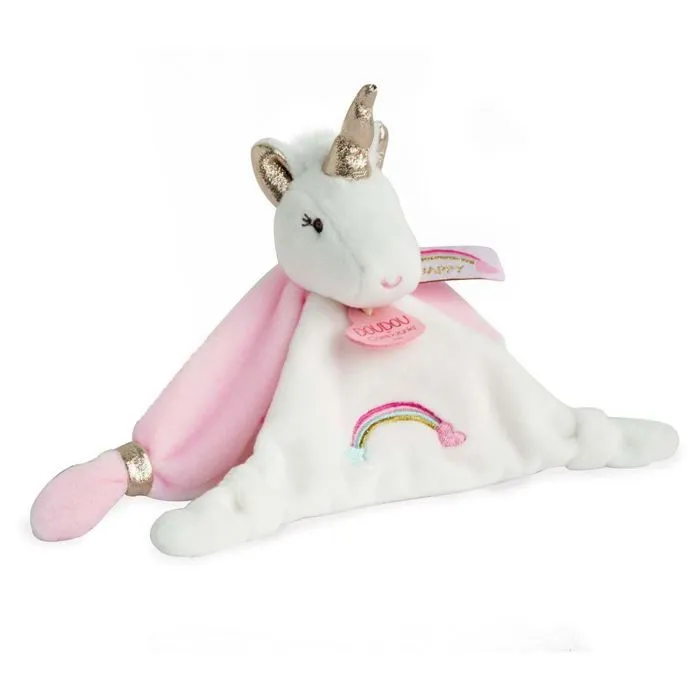 Doudou licorne DOUDOU ET COMPAGNIE - Lucie la licorne - Matières douces et touches de glitter or-2