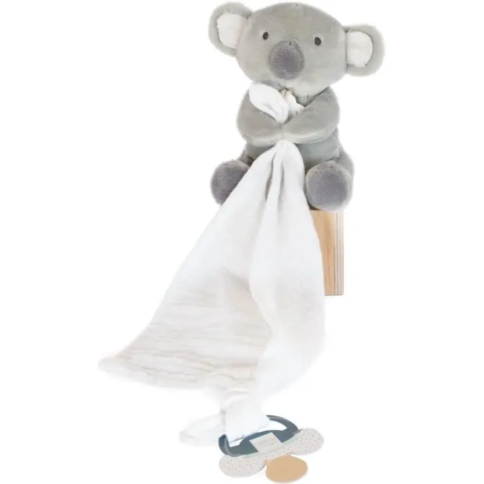 Doudou et Compagnie -UNICEF PANTIN AVEC DOUDOU attache-sucette – Koala - 12 cm - Gris - Boite cadeau- DC3747-1